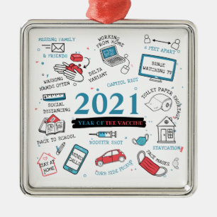 Kerstmis 2021 Covid Vaccine Year Keepomwille Metalen Ornament