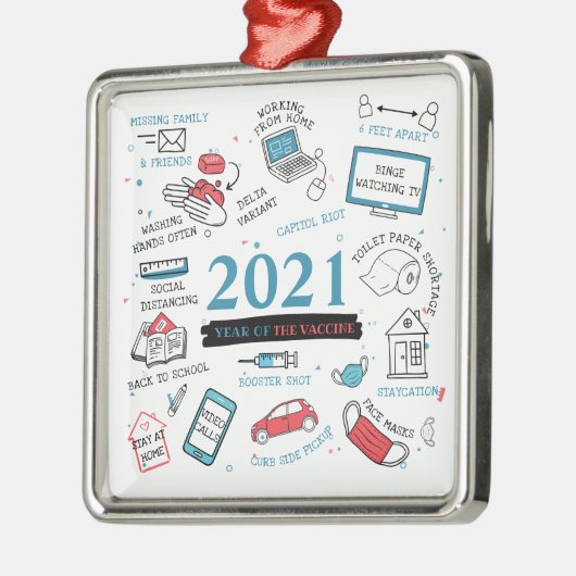 Kerstmis 2021 Covid Vaccine Year Keepomwille Metalen Ornament (Links)