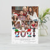 Kerstmis 2021 | Funny Face Maskers & Pset 4 Foto's Feestdagenkaart (Staand voorkant)