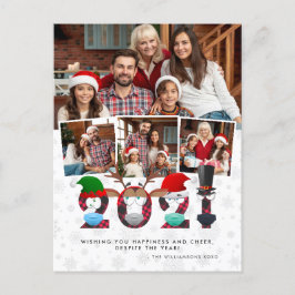 Kerstmis 2021 | Funny Grumpy Face Maskers 4 Foto's Briefkaart