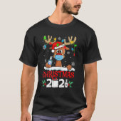 Kerstmis 2021 Funny Reindeer met Masker Quarantine T-shirt (Voorkant)