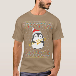 Kerstmis 2021 Lelijke Kersttrui Pinguïn Trombone T-shirt