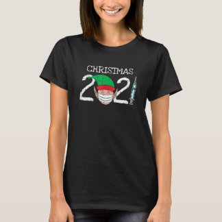 Kerstmis 2021 Mondkapje Vaccin Gevaccineerde Elf X T-shirt
