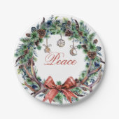 Kerstmis 2021 Peace Wreath-Bord Papieren Bordje (Voorkant)
