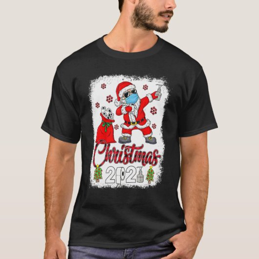 Kerstmis 2021 Santa Dabbing Face Mask Toilet Pape T-shirt (Voorkant)