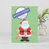 Kerstmis 2021 Santa Face Mask humor Feestdagenkaart (Staand voorkant)