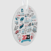 Kerstmis 2021 Vaccinatiejaar feestdag in stand hou Ornament (voorkant)