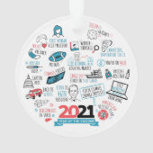 Kerstmis 2021 Vaccinatiejaar feestdag in stand hou Ornament (achterkant)