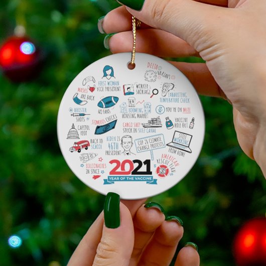 Kerstmis 2021 Vaccinatiejaar feestdag in stand hou Ornament