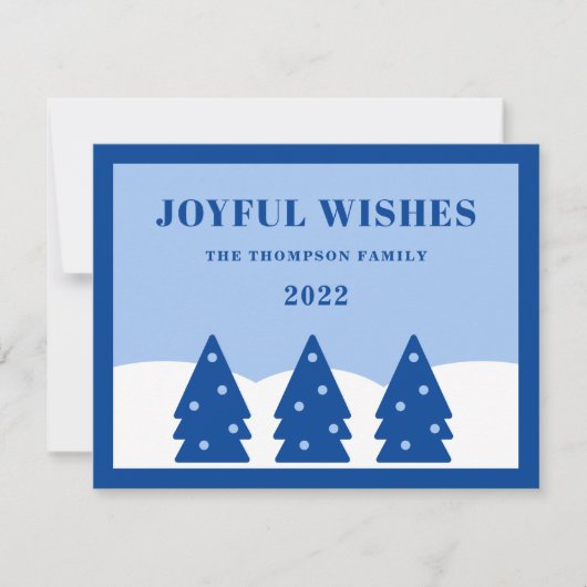 Kerstmis 2022 Blue Trees Holiday Card Feestdagenkaart (Voorkant)