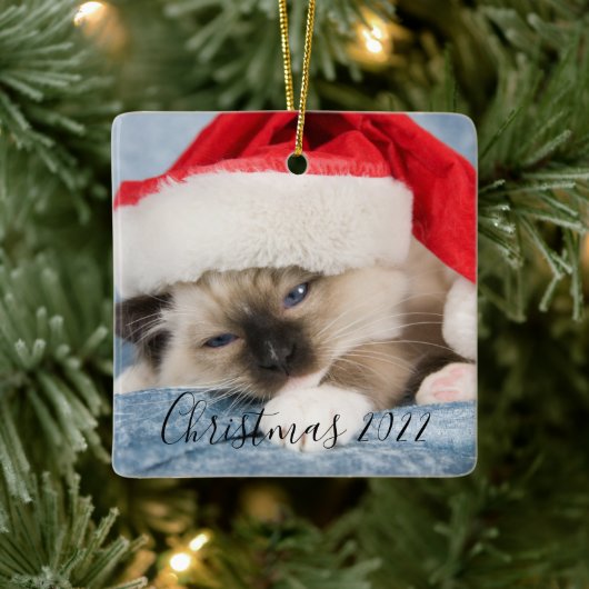 Kerstmis 2022 Foto Ornament (Boom)