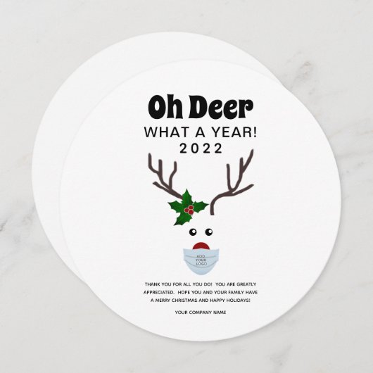 Kerstmis 2022 Logo Retro Fun Reindeer Feestdagenkaart (Voorkant / Achterkant)