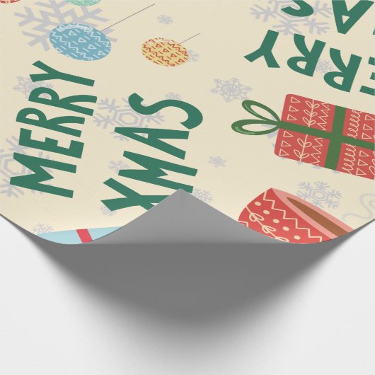 Kerstmis 2022 moderne schattige roze groene elegan cadeaupapier (Hoek)