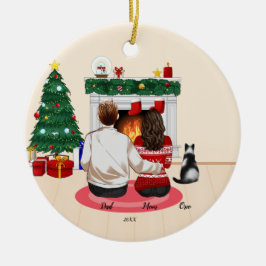 Kerstmis 2022 Personaliseer familie mam pap kat Keramisch Ornament
