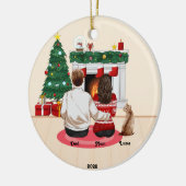 Kerstmis 2022 Personaliseer familie mam pap kat Keramisch Ornament (Links)