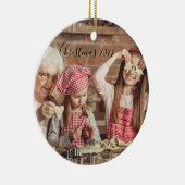 Kerstmis 2022 Twee foto Keramisch Ornament (Rechts)