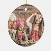 Kerstmis 2022 Twee foto Keramisch Ornament (Links)