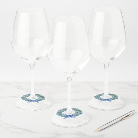 Kerstmis 2023 Blue Ginger Jar Wijnglaslabel (Set)