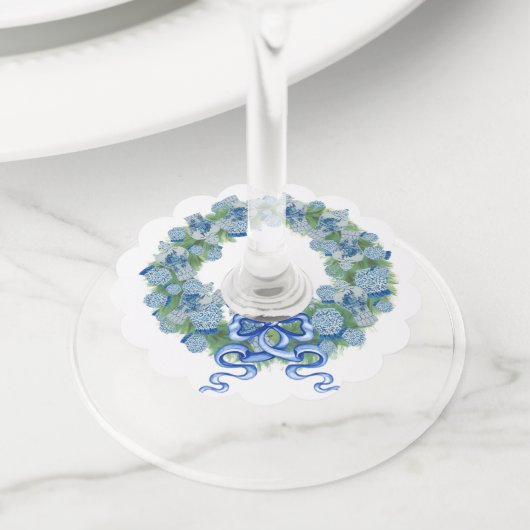 Kerstmis 2023 Blue Ginger Jar Wijnglaslabel (Dichtbij)