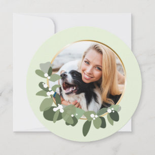 Kerstmis 2023 Één Foto Moderne krans Feestdagenkaart