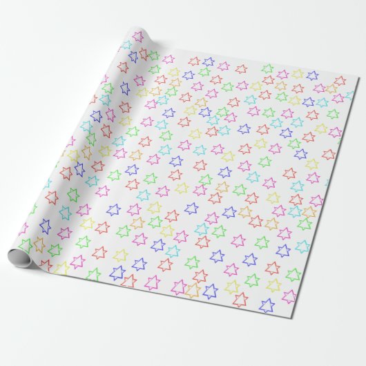 Kerstmis 2023 heldere leuke sterren cadeaupapier (Uitgerold)