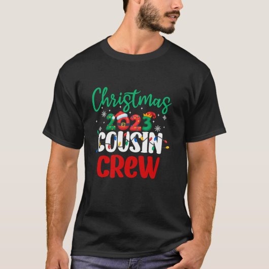 Kerstmis 2023 neef Crew Xmas Lights Grappige Match T-shirt (Voorkant)