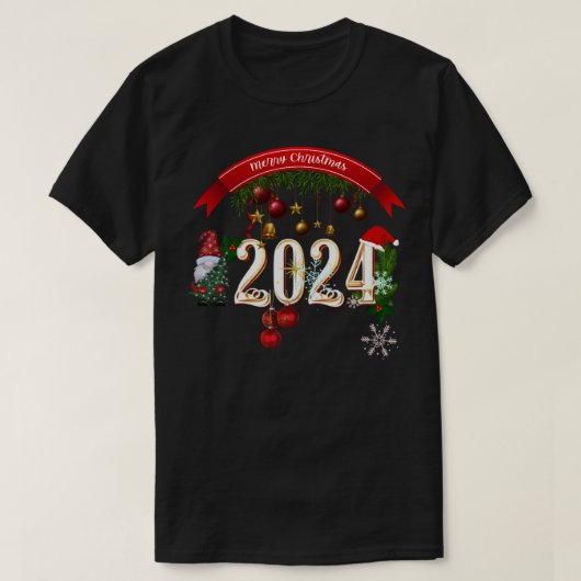 Kerstmis 2024, Gelukkig Nieuwjaar Stickers Classic T-shirt (Design voorkant)