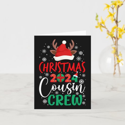 Kerstmis 2024 Neef Crew Rendier Xmas Santa Hat Kaart (Gele Bloem)