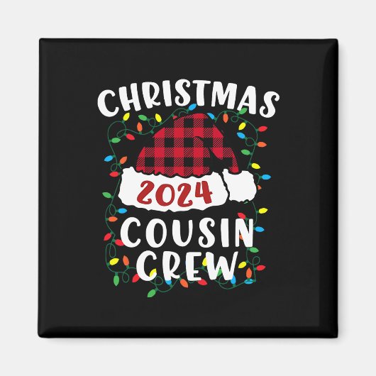 Kerstmis 2024 Neef Crew Xmas Lights Santa Hat P Magneet (Voorkant)