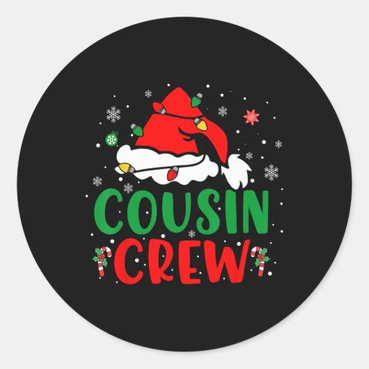 Kerstmis 2024 Neef Crew Xmas Santa Hat Pyjama's Ronde Sticker (Voorkant)