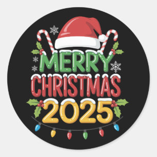 Kerstmis 2025 Crew Groep Familie Matching Familie  Ronde Sticker