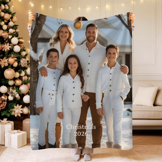 Kerstmis 2025 Familie Fleece Deken Aangepaste Foto