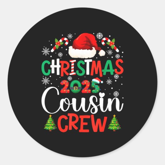 Kerstmis 2025 Neef Crew Kerst Grappige Matching Fa Ronde Sticker (Voorkant)