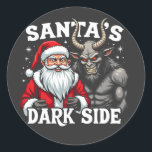 Kerstmis 2025, ronde sticker<br><div class="desc">: Santa en Krampus,  Dark Santa,  Kerstmis 2024,  Spooky Santa,  Krampus lovers,  Feestelijk plezier,  Santa's Dark Side,  Christmas humor,  Krampus graphic,  Spooky Christmas,  Santa Fun,  Christmas Design,  Santa en Krampus Duo</div>