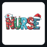 Kerstmis 2025, vierkante sticker<br><div class="desc">Nursing Christmas,  Nursing Design,  Hospital Christmas,  Christmas 2024,  Nurse Style,  Holiday Nurse,  Nurse Graphic,  Christmas humor,  Nursing Spirit,  Hospital Holiday,  Festive Nurse,  Christmas Design,  Nurse Lovers</div>