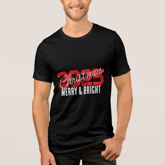 Kerstmis 2025 Vrolijk & Feestelijk Tri-Blend Shirt (Voorkant)