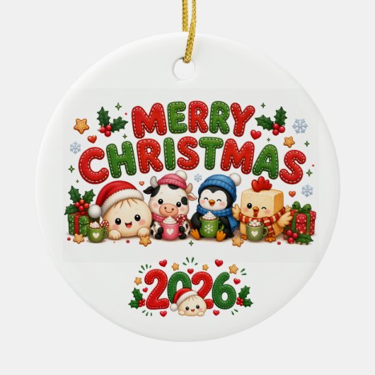 Kerstmis 2026 Keramische Kerstbal Keramisch Ornament (Voorkant)