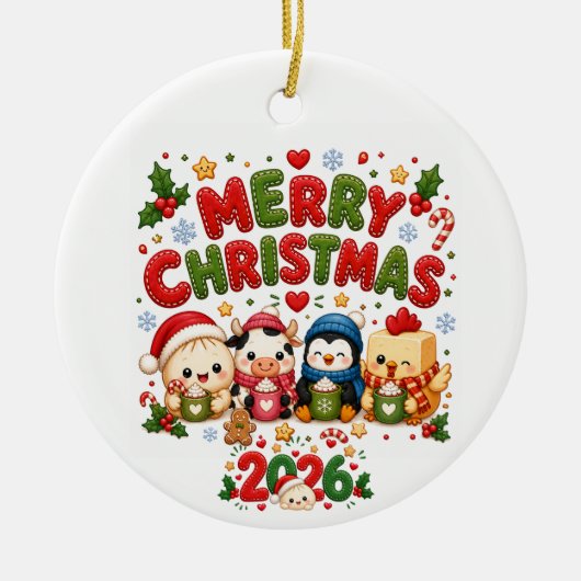 Kerstmis 2026 Keramische Kerstbal Keramisch Ornament (Voorkant)
