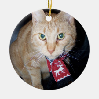 Kerstmis 2026 Sinaasappel Kat met Sjaal Ornament