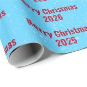 Kerstmis 2026 tekst op aqua cadeaupapier (Rol Hoek)