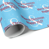 Kerstmis 2026 Tekst op blauw Cadeaupapier (Rol Hoek)