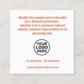 Kerstmis 20% OFF Klant Korting Coupon Vierkante Visitekaartje (Achterkant)