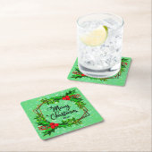 Kerstmis 20xx Holly Red Berries Modern Green Kartonnen Onderzetters (Insitu)