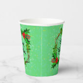 Kerstmis 20xx Holly Red Berries Modern Green Papieren Bekers (Rechts)
