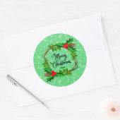 Kerstmis 20xx Holly Red Berries Modern Green Ronde Sticker (Envelop)