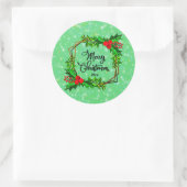 Kerstmis 20xx Holly Red Berries Modern Green Ronde Sticker (Tas)