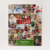 Kerstmis 22 Fotocollage met familienaam Groen Legpuzzel (Verticaal)