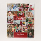 Kerstmis 22 Fotocollage met familienaam Rood Legpuzzel (Verticaal)