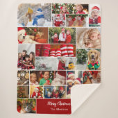 Kerstmis 22 Fotocollage met familienaam Rood Sherpa Deken (Voorkant)
