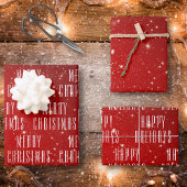 Kerstmis 2 bewerkbare Groeten Rood Wit Inpakpapier Vel